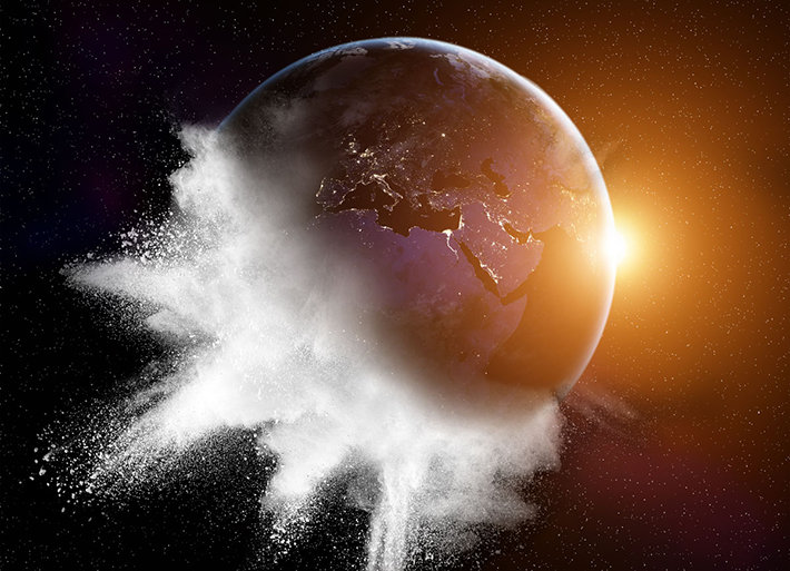 Planet Earth turning into cocaine powder explosion.