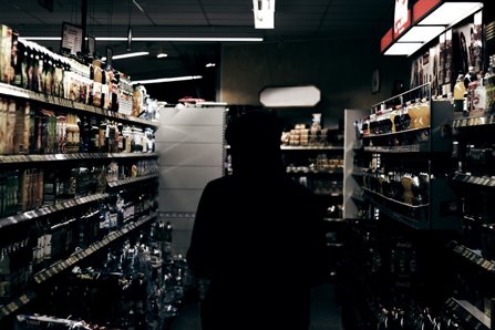 Man in a liquor store